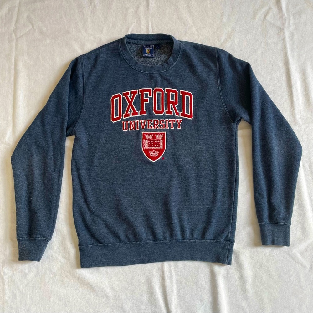 Official Oxford of University Crewneck Long Sleeve Sweater Blue Mens Small